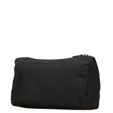 プラダ 三角ロゴプレート ポーチ ブラック ナイロン レディース PRADA 【中古】